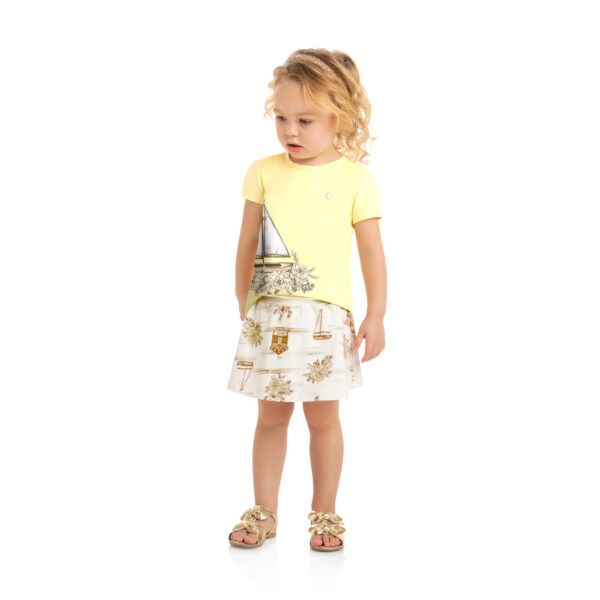 CONJUNTO MILON FEMININO BLUSA EM COTTON LEVE E SHORTS SAIA EM COTTON