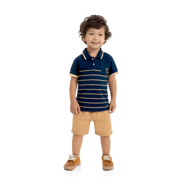 CONJUNTO MILON MASCULINO POLO EM MEIA MALHA E BERMUDA SARJA LEVE