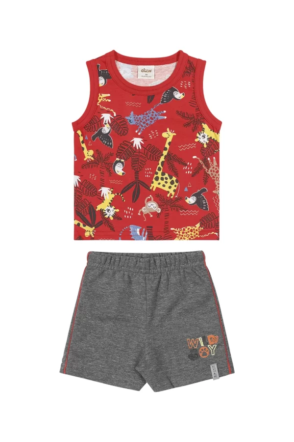 CONJUNTO ELIAN MASCULINO COM REGATA EM MEIA MALHA E BERMUDA EM MOLETOM SEM FELPA