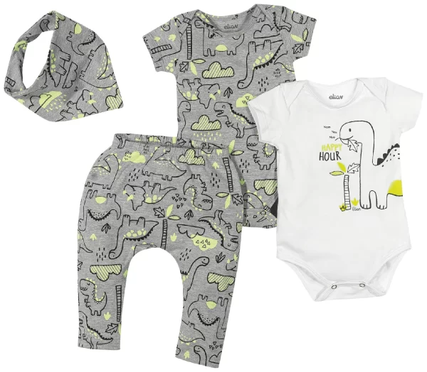 KIT ELIAN MASCULINO COM 2 BODY, BABADOR E CALÇA SARUEL EM COTTON LEVE