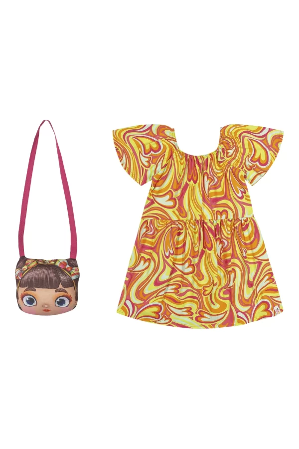 VESTIDO ELIAN FUN EM MEIA MALHA E BOLSA EM MALHA COM ELASTANO SUBLIMADA