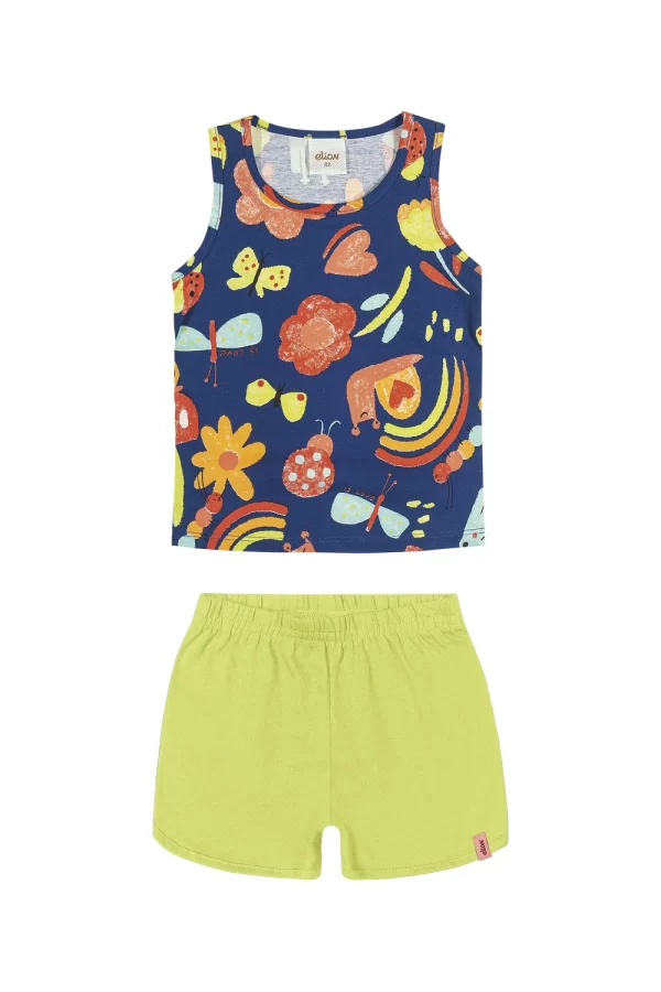 CONJUNTO ELIAN FEMININO COM REGATA E SHORTS EM MEIA MALHA