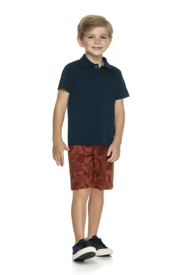 CONJUNTO ELIAN MASCULINO COM POLO EM MEIA MALHA E BERMUDA EM MOLECOTTON TEXTURIZADO ESTAMPADO - Image 2