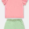 CONJUNTO UP BABY FEMININO BLUSA MEIA MALHA E SHORT MOLETOM SEM FELPA - Imagem 2