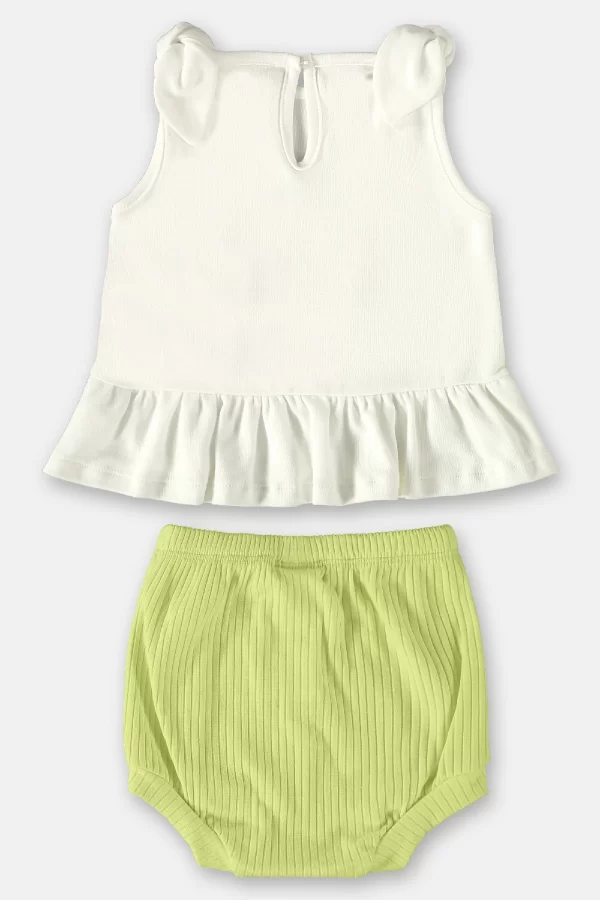 CONJUNTO UP BABY FEMININO REGATA EM SUEDINE E SHORT EM RIBANA CANELADA - Image 2