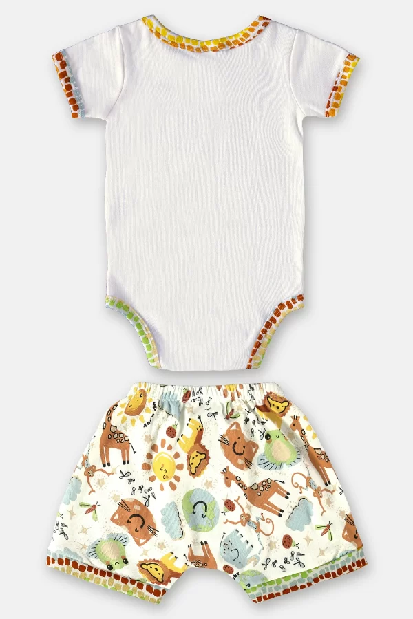 CONJUNTO UP BABY UNISSEX BODY MANGA CURTA E SHORT EM SUEDINE - Image 2