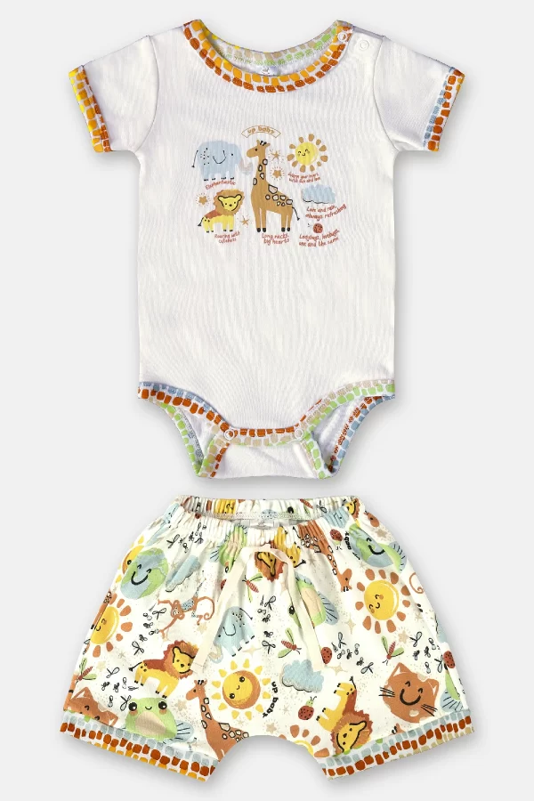 CONJUNTO UP BABY UNISSEX BODY MANGA CURTA E SHORT EM SUEDINE