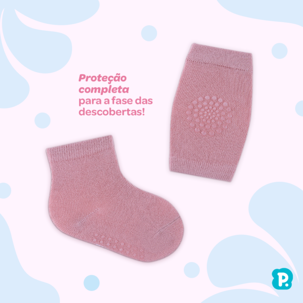 KIT MEIA E JOELHEIRA INFANTIL 06A12 MESES FEMININO PIMPOLHO