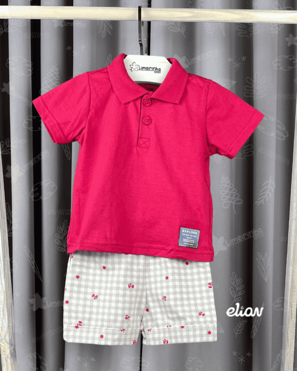 Conjunto Bebê Elian Polo e Bermuda Xadrez 🌴🌞 - Image 3