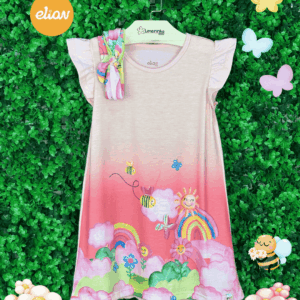 Vestido Primeiros Passos Elian Fun com faixa de cabelo 😍