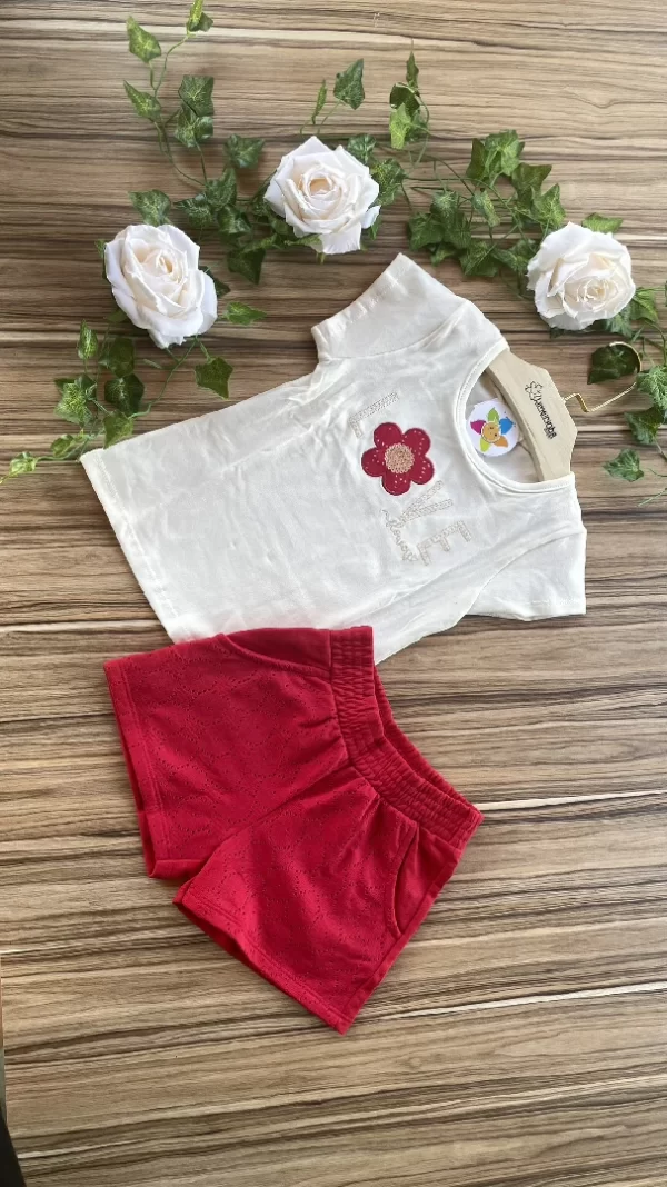 CONJUNTO PULLA BULLA BLUSA ESTAMPADO COTTON LEVE / SHORT MOLETINHO E MALHA LAISE FEMININO