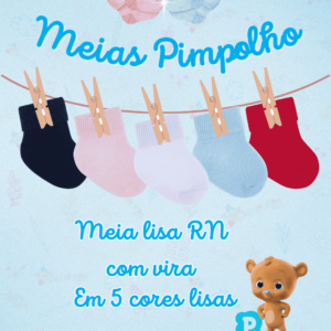 Meia lisa com vira Pimpolho RN - Unissex 🧦