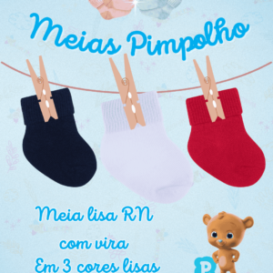 Meia lisa com vira Pimpolho RN - Unissex 🧦