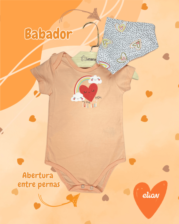 Kit Elian Baby Corações com 2 bodies + calça e babador ❤️ - Image 2
