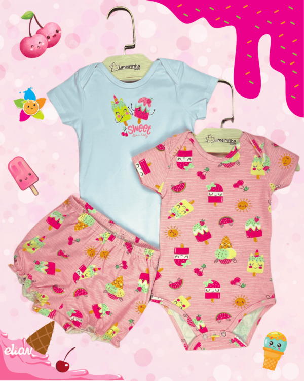Kit Elian Baby com 2 bodies + tapa fralda🍦🦋
