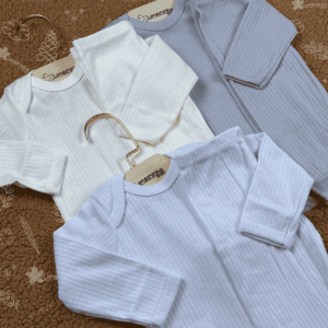 Conjunto body manga longa e calça canelado Ropek ????????