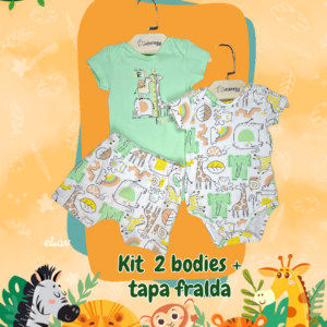 Kit Elian Baby com 2 bodies + tapa fralda 🦒🚚